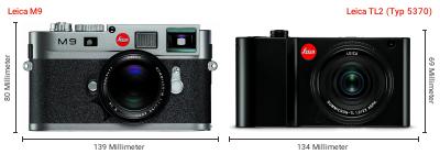 Größenvergleich: Leica M9 vs. Leica TL2 (Typ 5370) Größenvergleich: Leica M9 vs. Leica TL2 (Typ 5370)