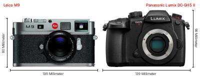 Größenvergleich: Leica M9 vs. Panasonic Lumix DC-GH5 II Größenvergleich: Leica M9 vs. Panasonic Lumix DC-GH5 II