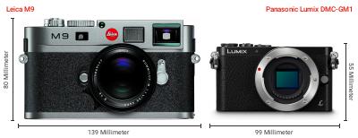Größenvergleich: Leica M9 vs. Panasonic Lumix DMC-GM1 Größenvergleich: Leica M9 vs. Panasonic Lumix DMC-GM1
