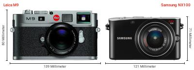 Größenvergleich: Leica M9 vs. Samsung NX100 Größenvergleich: Leica M9 vs. Samsung NX100