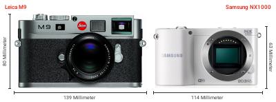 Größenvergleich: Leica M9 vs. Samsung NX1000 Größenvergleich: Leica M9 vs. Samsung NX1000