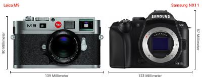 Größenvergleich: Leica M9 vs. Samsung NX11 Größenvergleich: Leica M9 vs. Samsung NX11