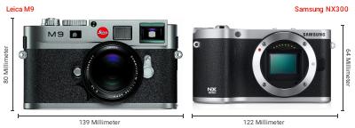 Größenvergleich: Leica M9 vs. Samsung NX300 Größenvergleich: Leica M9 vs. Samsung NX300