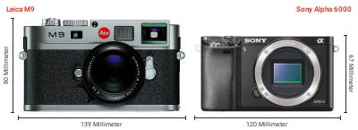 Größenvergleich: Leica M9 vs. Sony Alpha 6000 Größenvergleich: Leica M9 vs. Sony Alpha 6000