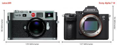 Größenvergleich: Leica M9 vs. Sony Alpha 7 III Größenvergleich: Leica M9 vs. Sony Alpha 7 III