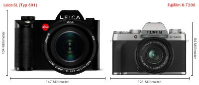 Größenvergleich: Leica SL (Typ 601) vs. Fujifilm X-T200