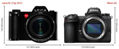 Größenvergleich: Leica SL (Typ 601) vs. Nikon Z6 Größenvergleich: Leica SL (Typ 601) vs. Nikon Z6