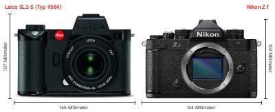 Größenvergleich: Leica SL2-S (Typ 9584) vs. Nikon Z f Größenvergleich: Leica SL2-S (Typ 9584) vs. Nikon Z f