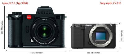 Größenvergleich: Leica SL2-S (Typ 9584) vs. Sony Alpha ZV-E10 Größenvergleich: Leica SL2-S (Typ 9584) vs. Sony Alpha ZV-E10