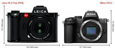 Größenvergleich: Leica SL2 (Typ 2998) vs. Nikon Z50 II