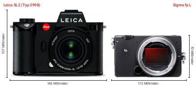 Größenvergleich: Leica SL2 (Typ 2998) vs. Sigma fp L Größenvergleich: Leica SL2 (Typ 2998) vs. Sigma fp L