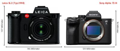 Größenvergleich: Leica SL2 (Typ 2998) vs. Sony Alpha 7S III
