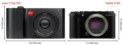 Größenvergleich: Leica T (Typ 701) vs. Fujifilm X-M5 Größenvergleich: Leica T (Typ 701) vs. Fujifilm X-M5