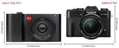 Größenvergleich: Leica T (Typ 701) vs. Fujifilm X-T20 Größenvergleich: Leica T (Typ 701) vs. Fujifilm X-T20