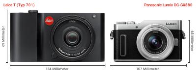 Größenvergleich: Leica T (Typ 701) vs. Panasonic Lumix DC-GX880