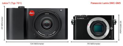 Größenvergleich: Leica T (Typ 701) vs. Panasonic Lumix DMC-GM5 Größenvergleich: Leica T (Typ 701) vs. Panasonic Lumix DMC-GM5