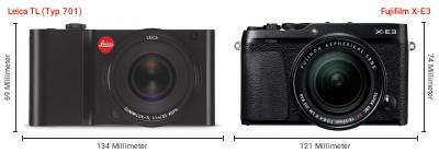 Größenvergleich: Leica TL (Typ 701) vs. Fujifilm X-E3 Größenvergleich: Leica TL (Typ 701) vs. Fujifilm X-E3