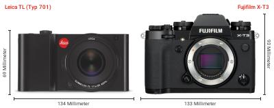 Größenvergleich: Leica TL (Typ 701) vs. Fujifilm X-T3 Größenvergleich: Leica TL (Typ 701) vs. Fujifilm X-T3