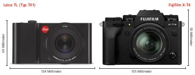 Größenvergleich: Leica TL (Typ 701) vs. Fujifilm X-T4 Größenvergleich: Leica TL (Typ 701) vs. Fujifilm X-T4