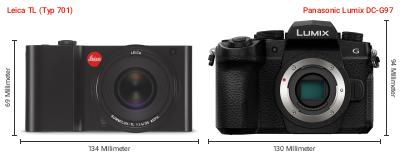 Größenvergleich: Leica TL (Typ 701) vs. Panasonic Lumix DC-G97 Größenvergleich: Leica TL (Typ 701) vs. Panasonic Lumix DC-G97