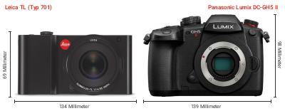 Größenvergleich: Leica TL (Typ 701) vs. Panasonic Lumix DC-GH5 II