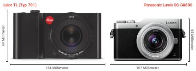 Größenvergleich: Leica TL (Typ 701) vs. Panasonic Lumix DC-GX800