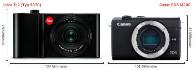 Größenvergleich: Leica TL2 (Typ 5370) vs. Canon EOS M200 Größenvergleich: Leica TL2 (Typ 5370) vs. Canon EOS M200