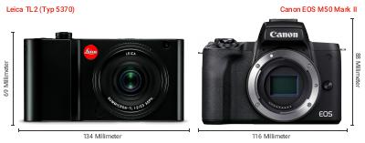 Größenvergleich: Leica TL2 (Typ 5370) vs. Canon EOS M50 Mark II Größenvergleich: Leica TL2 (Typ 5370) vs. Canon EOS M50 Mark II