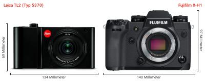 Größenvergleich: Leica TL2 (Typ 5370) vs. Fujifilm X-H1 Größenvergleich: Leica TL2 (Typ 5370) vs. Fujifilm X-H1