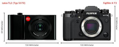 Größenvergleich: Leica TL2 (Typ 5370) vs. Fujifilm X-T3