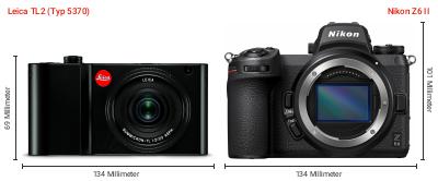 Größenvergleich: Leica TL2 (Typ 5370) vs. Nikon Z6 II Größenvergleich: Leica TL2 (Typ 5370) vs. Nikon Z6 II