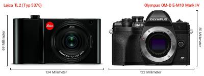 Größenvergleich: Leica TL2 (Typ 5370) vs. OM System OM-D E-M10 Mark IV Größenvergleich: Leica TL2 (Typ 5370) vs. OM System OM-D E-M10 Mark IV