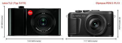 Größenvergleich: Leica TL2 (Typ 5370) vs. OM System PEN E-PL10 Größenvergleich: Leica TL2 (Typ 5370) vs. OM System PEN E-PL10