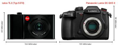 Größenvergleich: Leica TL2 (Typ 5370) vs. Panasonic Lumix DC-GH5 II