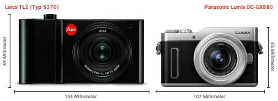 Größenvergleich: Leica TL2 (Typ 5370) vs. Panasonic Lumix DC-GX880 Größenvergleich: Leica TL2 (Typ 5370) vs. Panasonic Lumix DC-GX880