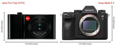 Größenvergleich: Leica TL2 (Typ 5370) vs. Sony Alpha 9 II