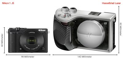Größenvergleich: Nikon 1 J5 vs. Hasselblad Lunar Größenvergleich: Nikon 1 J5 vs. Hasselblad Lunar