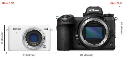 Größenvergleich: Nikon 1 S2 vs. Nikon Z6 II Größenvergleich: Nikon 1 S2 vs. Nikon Z6 II