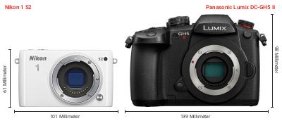 Größenvergleich: Nikon 1 S2 vs. Panasonic Lumix DC-GH5 II