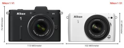 Größenvergleich: Nikon 1 V1 vs. Nikon 1 S1