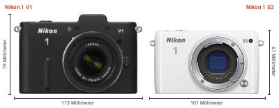 Größenvergleich: Nikon 1 V1 vs. Nikon 1 S2