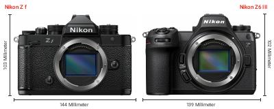 Größenvergleich: Nikon Z f vs. Nikon Z6 III Größenvergleich: Nikon Z f vs. Nikon Z6 III