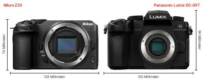 Größenvergleich: Nikon Z30 vs. Panasonic Lumix DC-G97 Größenvergleich: Nikon Z30 vs. Panasonic Lumix DC-G97