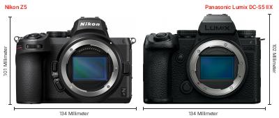 Größenvergleich: Nikon Z5 vs. Panasonic Lumix DC-S5 IIX