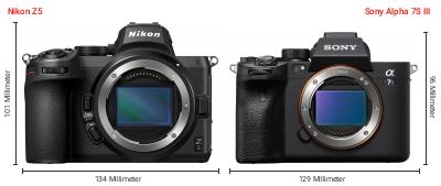 Größenvergleich: Nikon Z5 vs. Sony Alpha 7S III Größenvergleich: Nikon Z5 vs. Sony Alpha 7S III