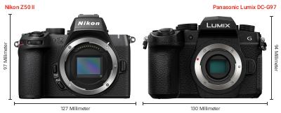 Größenvergleich: Nikon Z50 II vs. Panasonic Lumix DC-G97 Größenvergleich: Nikon Z50 II vs. Panasonic Lumix DC-G97