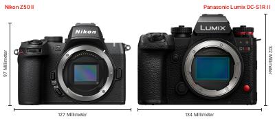 Größenvergleich: Nikon Z50 II vs. Panasonic Lumix DC-S1R II