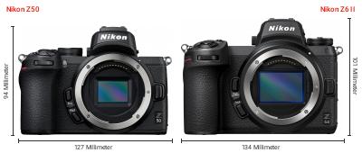 Größenvergleich: Nikon Z50 vs. Nikon Z6 II Größenvergleich: Nikon Z50 vs. Nikon Z6 II