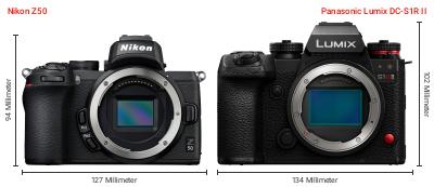 Größenvergleich: Nikon Z50 vs. Panasonic Lumix DC-S1R II Größenvergleich: Nikon Z50 vs. Panasonic Lumix DC-S1R II