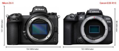 Größenvergleich: Nikon Z6 II vs. Canon EOS R10